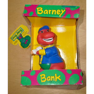 Vintage 1992 Barney Bank / Rare Baseball Coin Piggy Bank 7" NIB